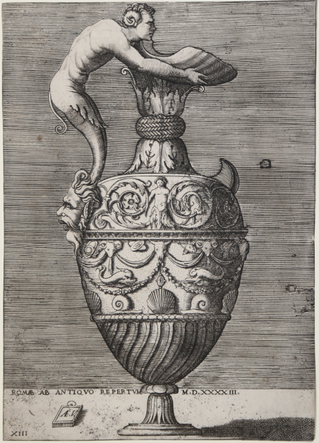 Vaso con manico a forma di satiro