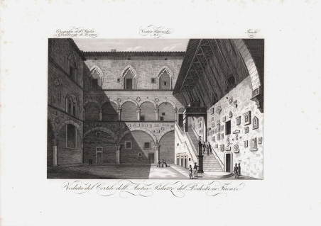 Veduta del Cortile dell'Antico Palazzo del Podestà in Firenze