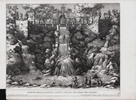 Veduta della Cascata sotto l'Organo nel piano del Giardino