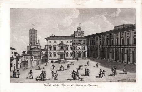 Veduta della Piazza d'Arezzo in Toscana