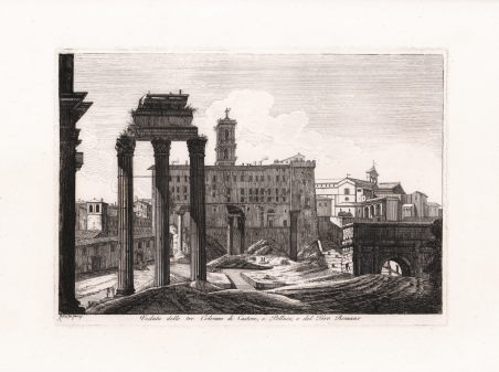 Veduta delle tre Colonne di Castore, e Polluce, e del …