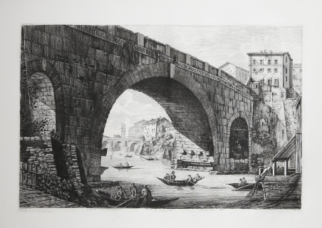 Veduta di Ponte Cestio dal volgo detto Ponte Ferrato