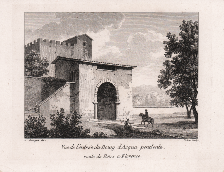 Vue de l'entrée du Bourg d'Acqua pendente.