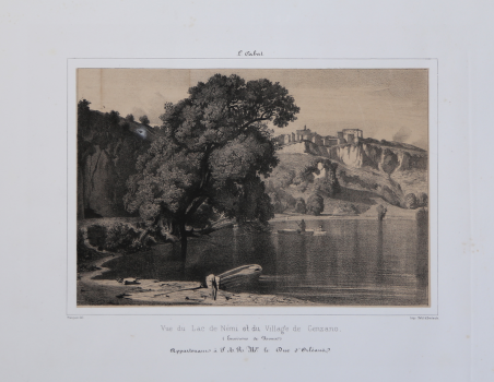 Vue de Lac de NÃ©mi et du Village de Genzano