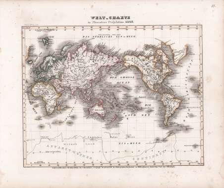 Welt Charte in Mercator Projection 1849