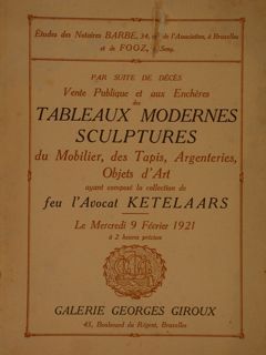 TABLEAUX MODERNES SCULPTURES DU MOBILIER, DES TAPIS, ARGENTERIES, OBJETS D'ART …