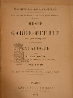 MUSÉE DU GARDE-MEUBLE, CATALOGUE.