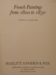 HAZLITT GALLERY. FRENCH PAINTINGS FROM 1800 TO 1850. 16 March …