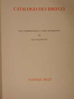 COLLEZIONE CAMILLO CASTIGLIONI. CATALOGO DEI BRONZI. Casa Editrice Antonio Schroll …