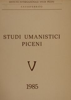 Istituto Internazionale Studi Piceni, Sassoferrato. STUDI UMANISTICI PICENI V.