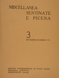 Istituto Internazionale di Studi Piceni. MISCELLANEA SENTINATE E PICENA 3. …