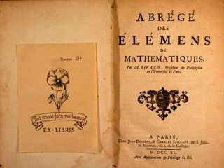 ABRÉGÉ DES ÉLEMÉNS DE MATHEMATIQUES. A Paris Chez Jean Desaint, …