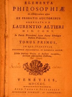 ELEMENTA PHILOSOPHIAE In Adolescentium usum. Venetiis 1790, Apud Thomam Bettinelli.