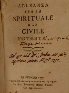 ALLEANZA TRA LA SPIRITUALE E LA CIVILE POTESTÀ. In Fuligno …