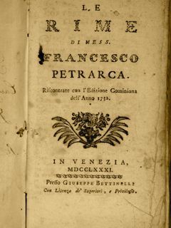 LE RIME DI MESS. FRANCESCO PETRARCA riscontrate con l’Edizione Cominiana …