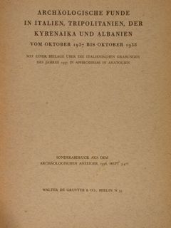 Sonderabdruck aus dem Archäologischen Anzeiger 1938, Heft 3/4. ARCHÄOLOGISCHE FUNDE …