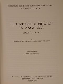 LEGATURE DI PREGIO IN ANGELICA Secoli XV-XVIII.