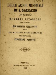 DELLE ACQUE MINERALI DI S. GALGANO DI PERUGIA per il …