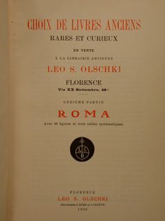 CHOIX DE LIVRES ANCIENS rares et curieux. Onzième partie. Roma …