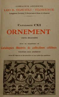 Catalogue CXI. ORNEMENT (Arts dècoratifs). Avec un supplèment de Catalogues …