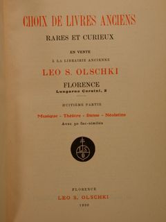 CHOIX DE LIVRES ANCIENS rares et curieux. Huitième partie. Musique …