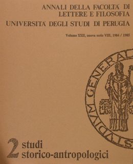 ANNALI DELLA FACOLTA' DI LETTERE E FILOSOFIA. 2 studi storico-antropologici. …