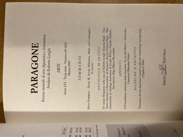 PARAGONE ARTE Anno LVI - Terza serie - Numero 60 …