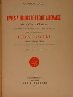 Catalogue LXXXI. LIVRES A FIGURES DE L'ECOLE ALLEMANDE des XV …