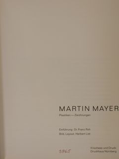 MARTIN MAYER. Plastiken-Zeichnungen.
