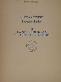 NUOVO CORSO l'etrusco sillabico. II LA STELE DI ROMA E …