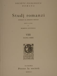 Società Filologica Romana. STUDJ ROMANZI. VIII - Nuova serie.