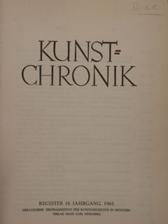 KUNSTCRONIK, register 18. Jahrgang, 1965.