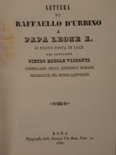 Lettera di RAFFAELLO D'URBINO A Papa Leone X. di nuovo …