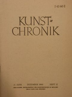 KUNSTCHRONIK. Dezember 1968 - Heft 12.