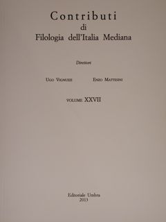 Contributi di filologia dell'Italia Mediana. Vol. XXVII / 2013.