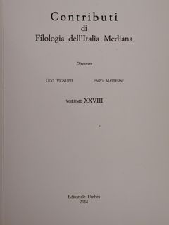 Contributi di filologia dell'Italia Mediana. Vol. XXVIII / 2014.