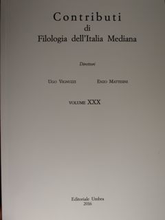 Contributi di filologia dell'Italia Mediana. Volume XXX - 2016.