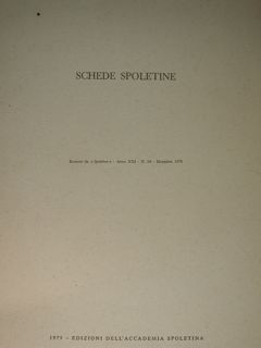 Schede spoletine. ' Estratto da 'Spoletium', Dicembre 1979.