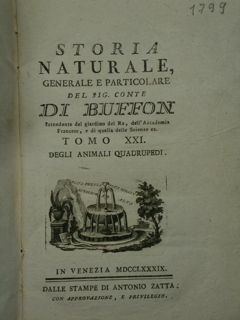 Storia Naturale generale e particolare del Sig. Conte DI BUFFON …