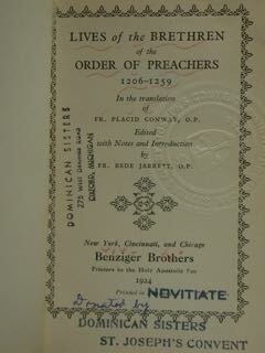 Lives of the Brethren of the Order of Preachers 1206-1259.