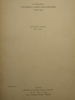 IN MEMORIAM FREDERICK SIMON BODENHEIMER (I896-1959)