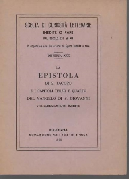 La Epistola di San Jacopo e i Capitoli terzo e …