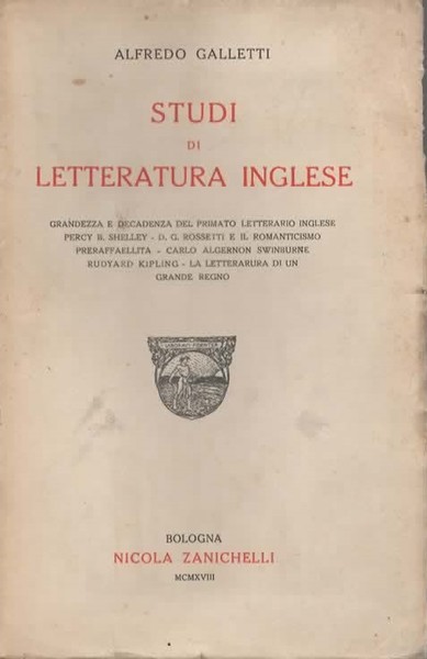 Studi di letteratura inglese. Grandezza e decadenza del primato letterario …