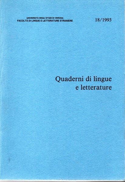 Quaderni di lingue e letterature 18/1993.