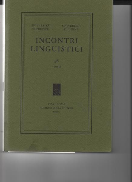 INCONTRI LINGUISTICI 36 (2013).