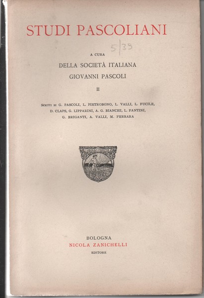 Studi Pascoliani. a cura della Società Italiana Giovanni Pascoli II …