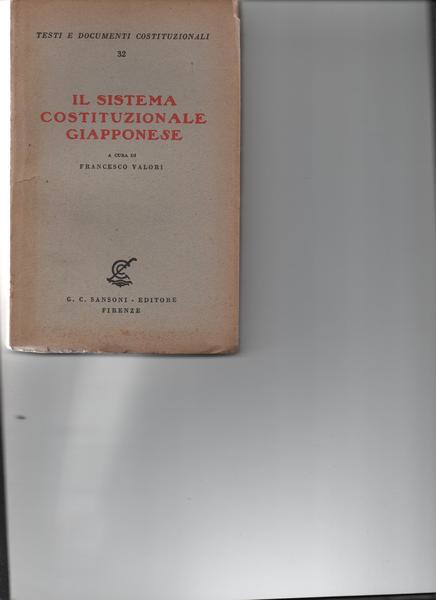 Il sistema costituzionale giapponese. A cura di Francesco Valori