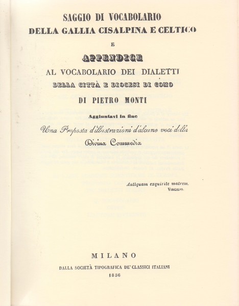 Saggio di Vocabolario della Gallia Cisalpina e Celtico e appendice …