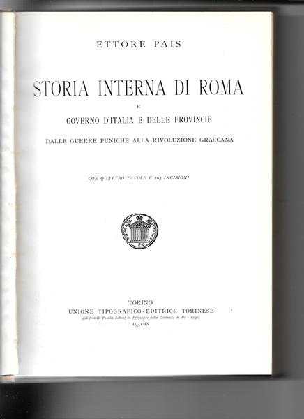 Storia interna di Roma e governo d'italia e delle provincie …