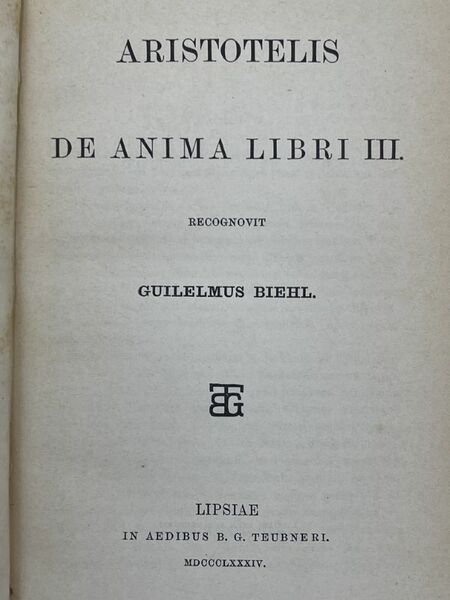 ARISTOTELIS - DE ANIMA LIBRI III.